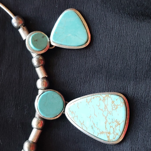 Antique Turquoise Statement & Silver Tone Necklace. - Picture 4 of 10